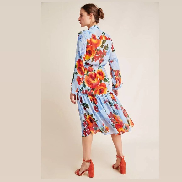 Misa Los Angeles Floral Midi Dress - Blue and Red - Picture 2 of 8
